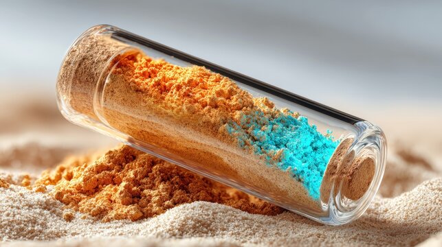 Glowing cerium oxide nanoparticles in a vial with vibrant orange on white