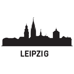Fototapeta premium Leipzig skyline silhouette. Vector illustration. Vector black silhouette. with white background.