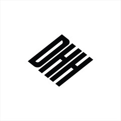  Modern abstract DHH logo design featuring geometric lines for innovative data analysis and digital transformation branding