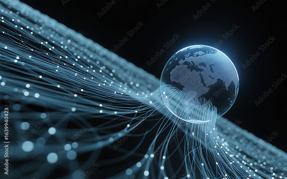 Poster global network data connection digital technology concept
