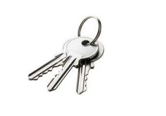 A bunch of silver keys on a ring isolated on transparent background
