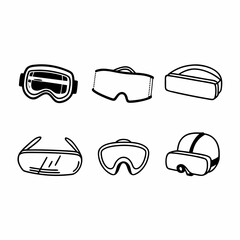 Set of virtual reality glasses isolated on white background, representing modern technology