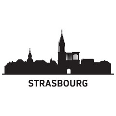 Fototapeta premium Strasbourg skyline silhouette. Landscape Strasbourg, France. Vector illustration. Vector black silhouette. with white background.