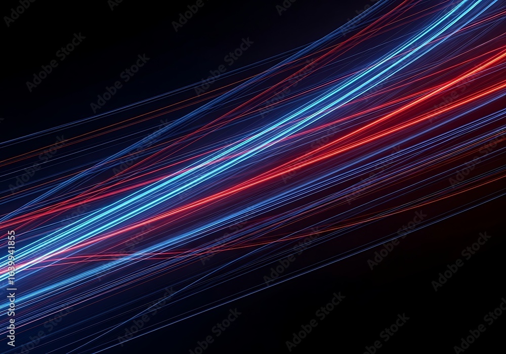 Poster abstract light streaks create a sense of speed and motion in a dark and futuristic setting