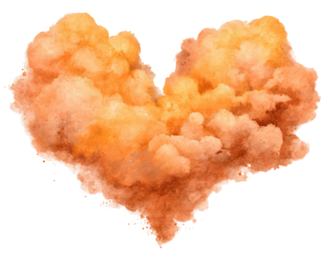 A heart-shaped cloud of muted orange-peach tones
