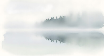 Fototapeta premium Watercolor Misty Forest Reflection