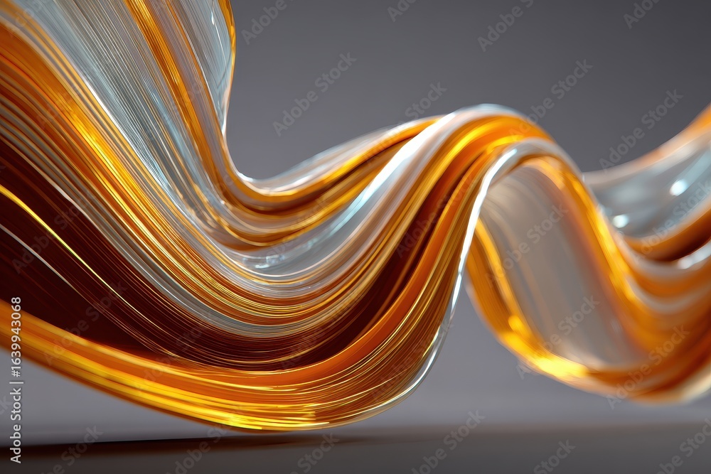 Aufkleber abstract pink and purple flowing ribbons with shimmering golden accents on a dark surface create a d