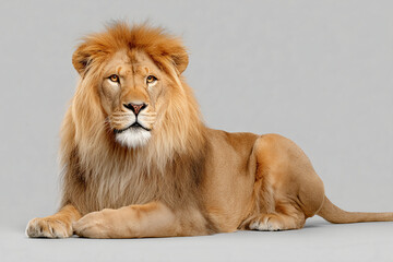 A majestic lion resting with calm expression