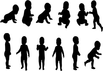 Baby Silhouettes Vector

