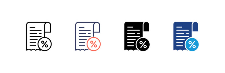 Receipt icon set multiple style collection