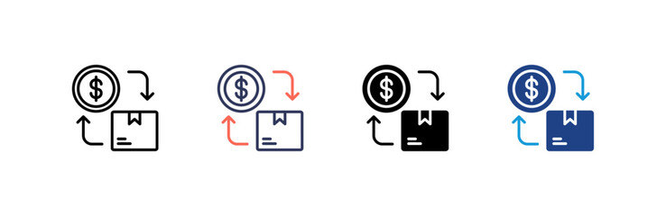 Cash On Delivery icon set multiple style collection