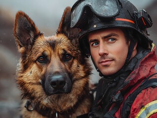 A fearless paramedic and their K9 rescue partner in action during a crisis