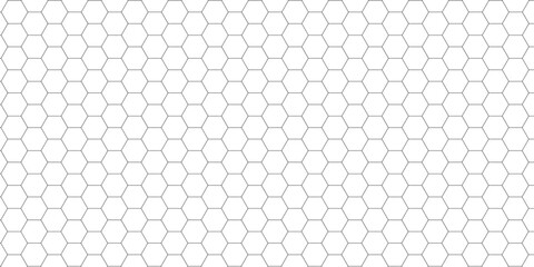 Honeycomb pattern with hexagon mesh texture bee comb grid. Line grid of hexagons black and white seamless pattern.