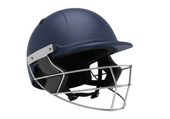 Fototapeta premium A blue cricket helmet with a metal face guard, isolated on transparent background