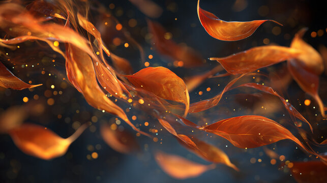 Orange leaves swirling in wind animation