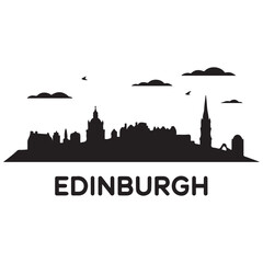 Obraz premium Edinburgh skyline silhouette. Landscape Edinburgh, Scotland. Vector illustration. Vector black silhouette. with white background.