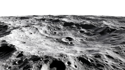 Lunar surface with many craters and textured terrain