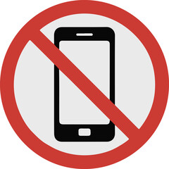 No phone sign symbol prohibiting use of smartphone devices within restricted areas