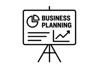 Business planning presentation board with charts and graphs business planning board