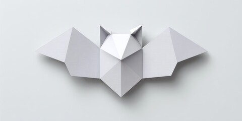 Obraz premium A minimalistic paper origami bat design on a clean background.