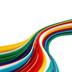 Colorful swirling lines create dynamic patterns in abstract art with vibrant hues and smooth transitions