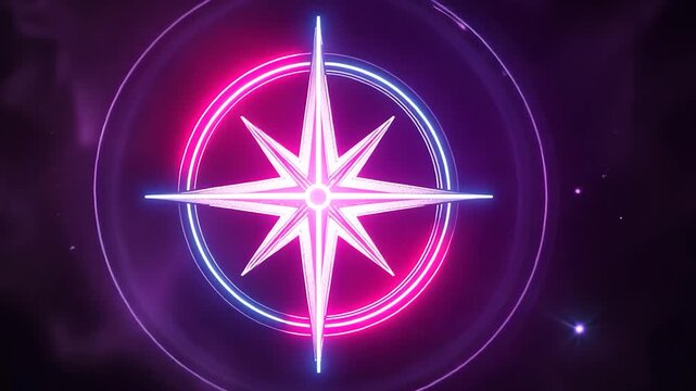 Neon compass rose graphic