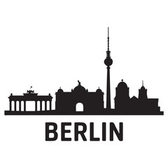 Fototapeta premium Berlin skyline silhouette. Landscape Berlin, Germany. Vector illustration. Vector black silhouette. with white background.
