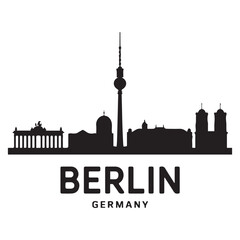 Berlin skyline silhouette. Landscape Berlin, Germany. Vector illustration. Vector black silhouette. with white background.