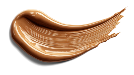 Caramel-tinted foundation swatch isolated on white background. Transparent background