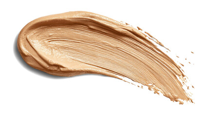 Pale orange vitamin C serum swatch, translucent with glossy finish, drop shape on white background. Transparent background