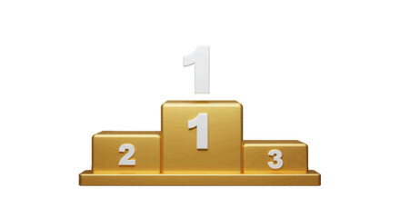3D vector icon of a podium with number one, plain white background