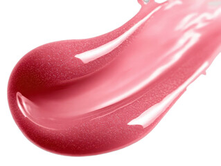 Pink lip oil or lip gloss swatch texture isolated on white background. Transparent background