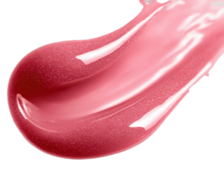 Pink lip oil or lip gloss swatch texture isolated on white background. Transparent background