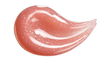 Peach-colored skincare serum drop with a glossy sheen, moisturizing gel-like texture on white background. Transparent background
