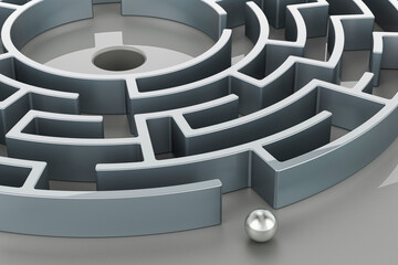 Labyrinth, maze with metallic ball. png