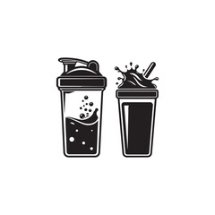 Protein shake icon. Energy drink. Protein shaker bottle. Vector icon isolated on white background.