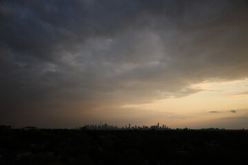Landscape view of the splendid city, skyscraper silhouette view. The picture was taken from Toronto East York on August 2, 2025