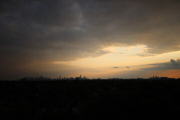 Landscape view of the splendid city, skyscraper silhouette view. The picture was taken from Toronto East York on August 2, 2025