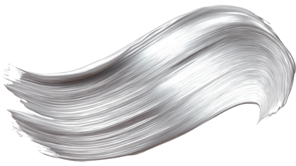 Glowing silver metallic paint stroke with smooth gradient shine, isolated on transparent background, PNG format