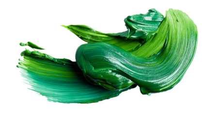 Thick green paint stroke with glossy texture