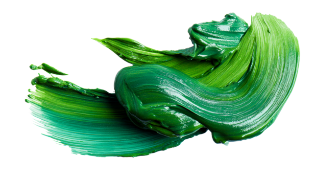 Thick green paint stroke with glossy texture
