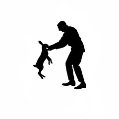 Energetic male veterinarian interacting with healthy animal