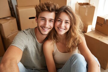 Young couple relocating to a new residence