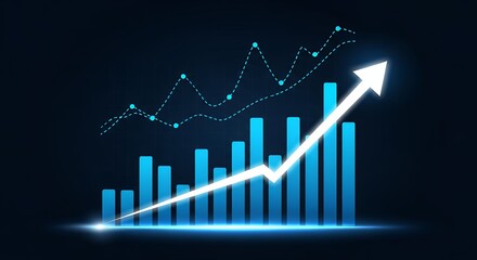 Business Growth Chart with Rising Arrow  Financial Success  Investment Strategy Illustration for Reports and Presentations
