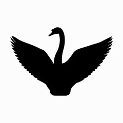 Fototapeta premium Swan Simple Black Single Icon Concept, Wild Lover Swan Vector, Black Swan, Swan Silhouette Isolated Sign Design Element Logotype Style Art