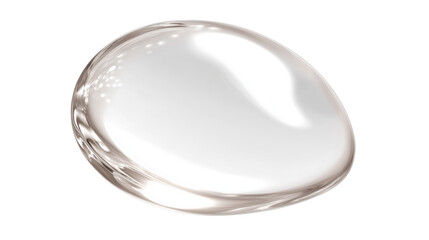 Clear serum drop texture with glossy shine and light refraction, isolated on white background, PNG format