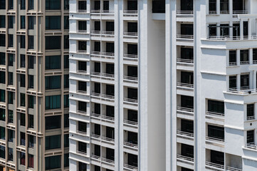 Detail of windows in a block of flats building