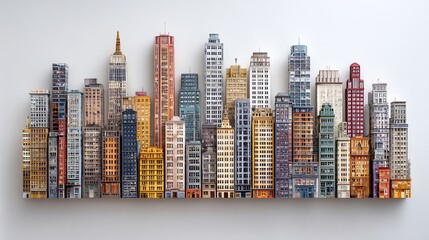 Obraz premium Miniature Buildings Displayed on a White Backdrop