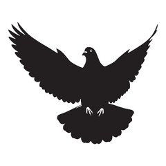 Smooth Pigeon Silhouette – Pigeon Vector Graphic for Timeless Projects – Black Vector of Pigeon

