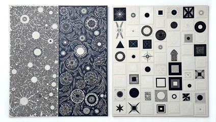 Intricate monochrome patterns and textures in black and white